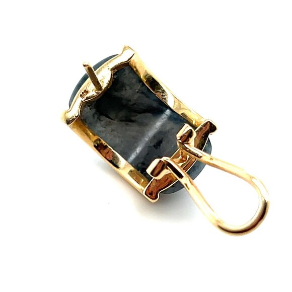 14k Gold Gray Stone French Clip Earrings - Picture 5 of 6